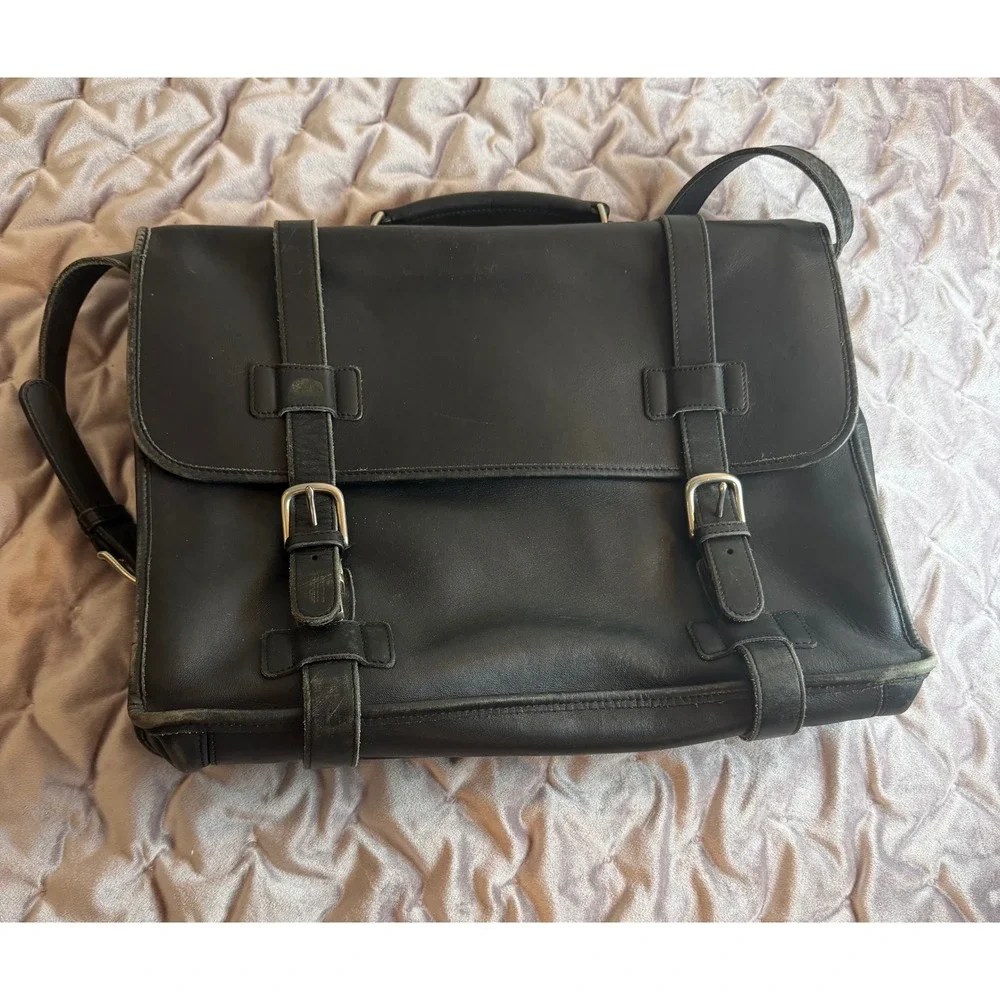 Flawed Gem! Coach Lexington Briefcase Blk Leather Messenger Bag A2S5325 Academia